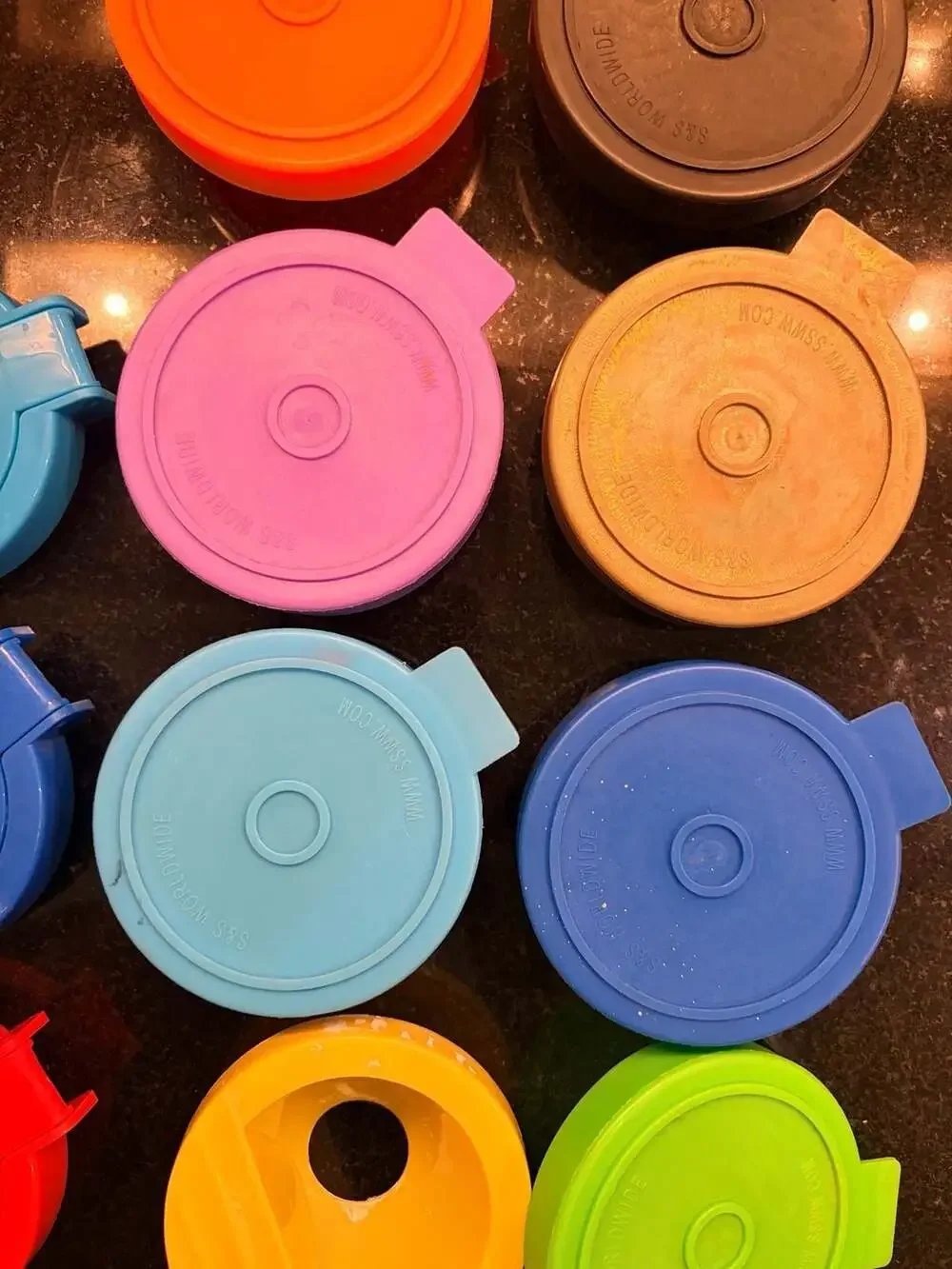 Lakeshore and S&S Worldwide No Spill Paint Cup or Paint Jar Lids Set of 14
